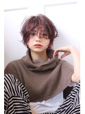 パーマ・ショート・ピンクアッシュ・ハンサムショート
