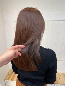 ネウィ 八王子(newi) レイヤーロンググレーベージュ黒髪アッシュブラック前髪パーマ