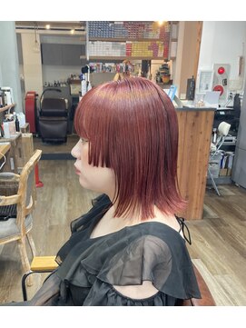 コンパス(COMPASS) 顔周りレイヤーにブリーチなしチェリーレッド