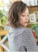 ★グレージュアッシュハイライト外ハネくびれボブ20代30代★10