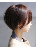 大人可愛い20代30代40代黒髪前下がりショートボブ丸みショート◎