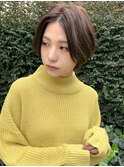 伸ばしかけショート×暗髪オリーブカラー　自由が丘