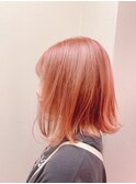 【kimi自由が丘】ダブルカラー×ピンクベージュ×前下がりボブ