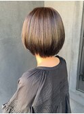 艶髪ブラウン×丸みショートボブ