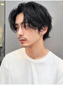 爽やかナチュラルパーマセンターパート清潔感カルマパーマ