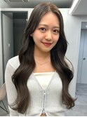 センターパートレイヤーウェーブ巻き韓国ヘアヨシンモリ