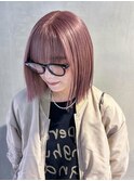 ボブチェリーブラウン美髪韓国ヘアミディアム_ba540811