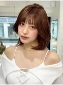 e105ミディアム韓国風ハッシュカット透明感ダブルカラー表参道