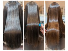 【髪質改善トリートメントを配合させた縮毛矯正剤】髪質改善×縮毛矯正だから潤いと艶感のある美髪になる。