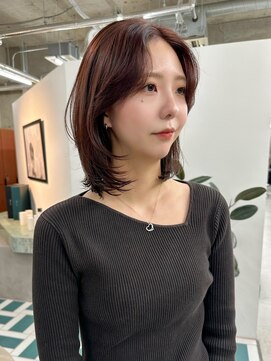 ミディアム/ボブ/レイヤーカット/ダブルカラー/ブリーチ/栄c227