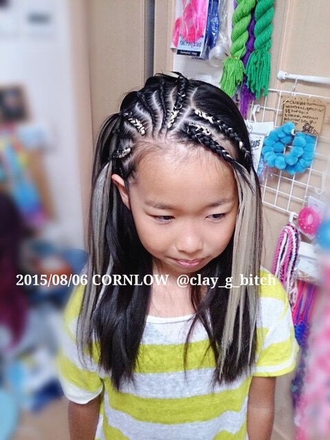 ヘアゴムエクステ ハートアレンジ カラフル 原宿系 アレンジヘア 派手 