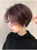 パープルシースルーボブ_外ハネボブアッシュブラウン_ba260803