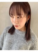 シースルーバングタイトヘアピンクブラウンぱつっとロブ