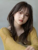 ケアリー 流山おおたかの森(Carelly)&nbsp;大人かわいい前髪セシルカットココアブラウンフリンジウェーブ