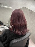 韓国風巻きスタイル◎カシスピンクカラー　ブリーチあり
