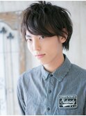 アースカラー七三分けニュアンスパーマメンズショートE新所沢