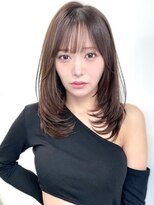 ヴェイン 渋谷(vain)&nbsp;ロングレイヤー　内巻きレイヤー　シースルーバング　ブラウン