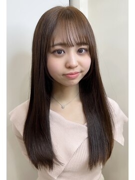 マティス 表参道(matiz) ★小顔薄めバンググレーベージュレイヤーロング前髪パーマ黒髪