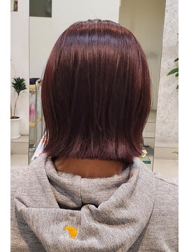 ヘアーデザイン ミヤビ 広尾(HAIR DESIGN MIYABI) 切りっぱなしボブのバイオレットピンクカラーの白髪染め