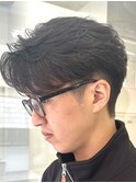 ニュアンスパーマ/フェザーショート/刈り上げ/センターパート