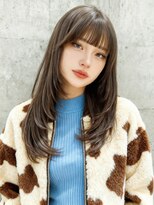 シュガーアンドソルト(SUGAR&SALT)&nbsp;グレージュレイヤー×ぱつバングの韓国ガーリーロング