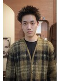 メンズスパイキーボックスショートブラウンンカラー眉毛カット