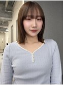 顔周りカット/縮毛矯正/ダークブラウン/コーラルピンク