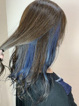 キャラ 池袋本店(CHARA) ロングヘアのクラシックブルーインナーハイライト【大村】＊