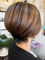 ラフ(RaF*) アンブレラカラー長め前髪ベージュメッシュコンパクトショート