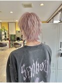 ホワイトミルクティー　ウルフ　波巻き　ブリーチ　壬生