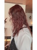 チェリーレッドフワフワパーマ