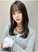 ミディアムレイヤーカット/髪質改善/韓国/黒髪/小顔/前髪/柏駅