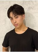 大人フェザーパーマ センターパートマッシュ