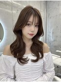 透明感ショコラグレージュ/ロングレイヤー/顔周りカット/表参道
