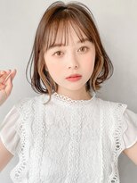 リヤン 表参道(lyann)&nbsp;イメチェンピンクベージュ前髪イヤリングカラーa