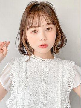 リヤン 表参道(lyann) イメチェンピンクベージュ前髪イヤリングカラーa