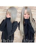 シルバー×ブラック#シールエクステ#ホワイトアッシュ#仙台
