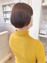 キャアリー(Caary)&nbsp;福山市Caaryナチュラル縮毛矯正ピンクベージュ丸みミニボブヘア