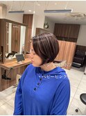 ショートボブ　＋　白髪ぼかし
