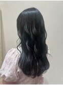20代30代ブリーチなしゆるふわニュアンスパーマ×ブルーブラック