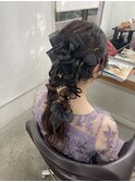 ポニーテールツイン編みおろし