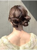 ヘアセット 結婚式ヘア ツインヘア お団子ヘア お呼ばれヘア