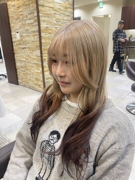 ファブ 千葉店(FaB) ミルクティー×ブラウングラデーションカラー/レイヤーカット