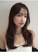 顔周りレイヤーカットくびれヘアミルクティーベージュカラー韓国