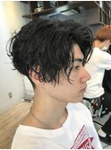 センターパートツイストスパイラルパーマツイストパーママッシュ