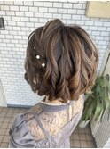 ショートヘアアレンジ　ツイン　お呼ばれヘア