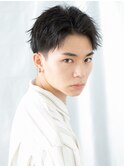 アップバング刈り上げアッシュブラックカジュアルヘアb新所沢