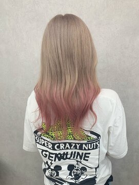 アン ブリーチ 大宮駅東口店(UN BLEACH) 複雑履歴→ミルクティーonピンクグラデーション