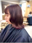 大人美人外ハネボブパープルアッシュ前髪小顔カットモテ髪