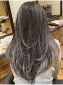 海外ヘアーハッシュカットレイヤーカットハイライトカラー